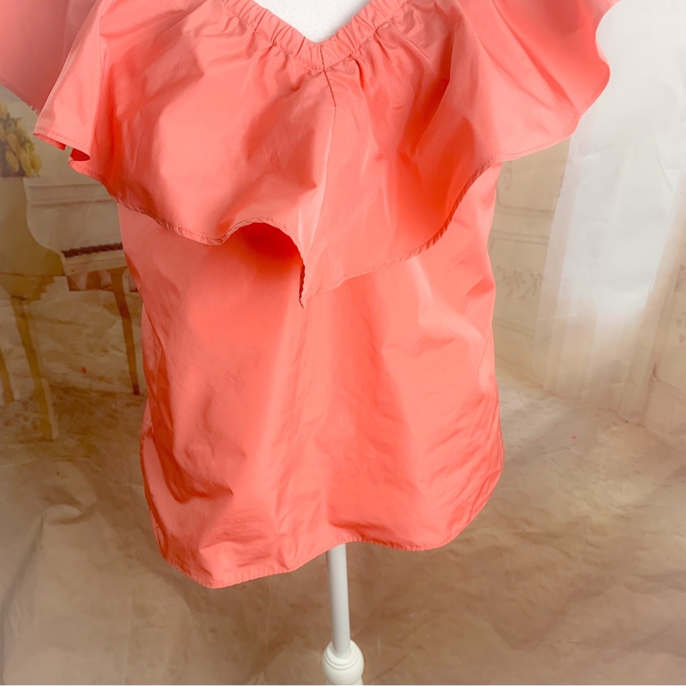 Rebecca Taylor Off Shoulder Ruffle Blouse in Peach - Picture 4 of 12